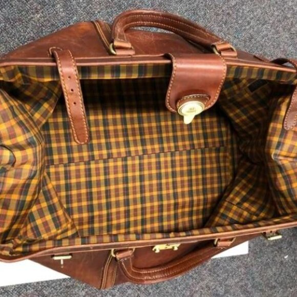 THE BRIDGE Italian Leather Large Buckle Travel bag Brown with Gold Hardware - Picture 12 of 14